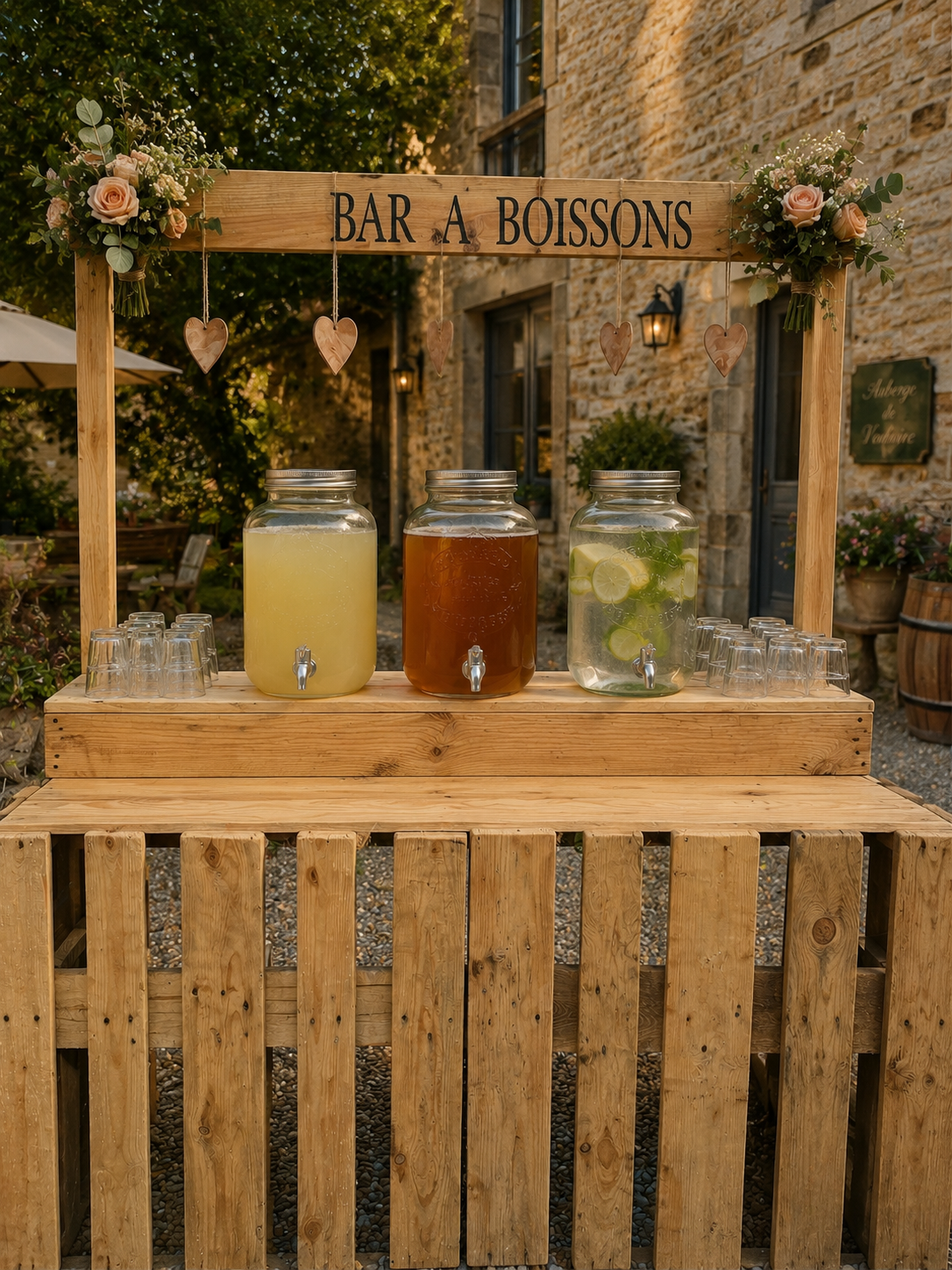 Bar à boissons & Candy Bar en bois | Location