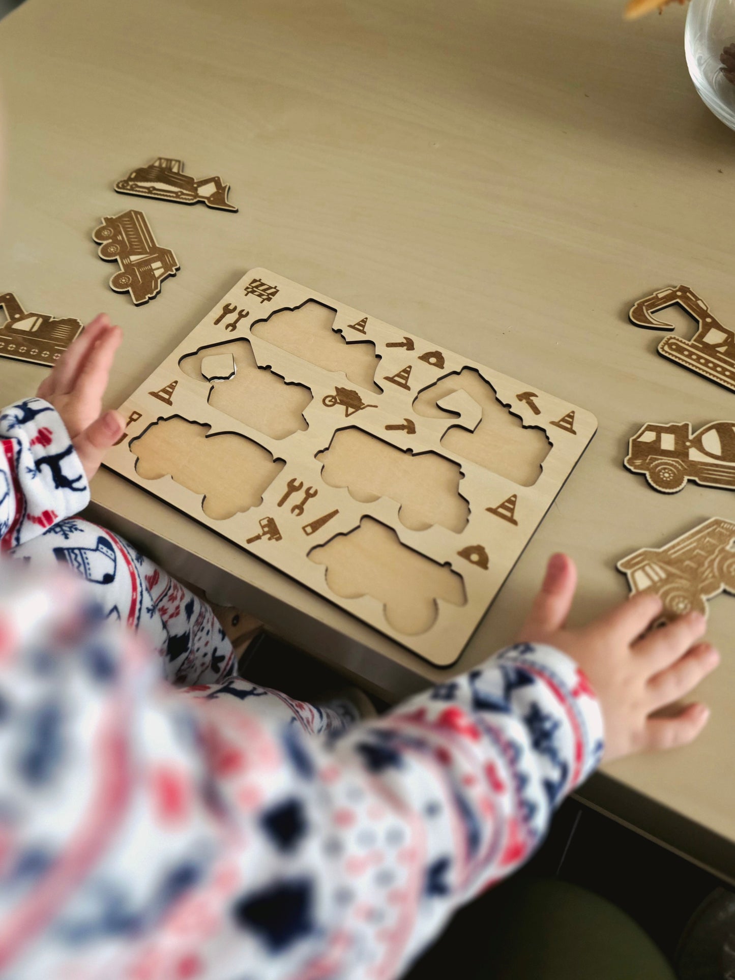 Puzzle en bois - Engins de chantier