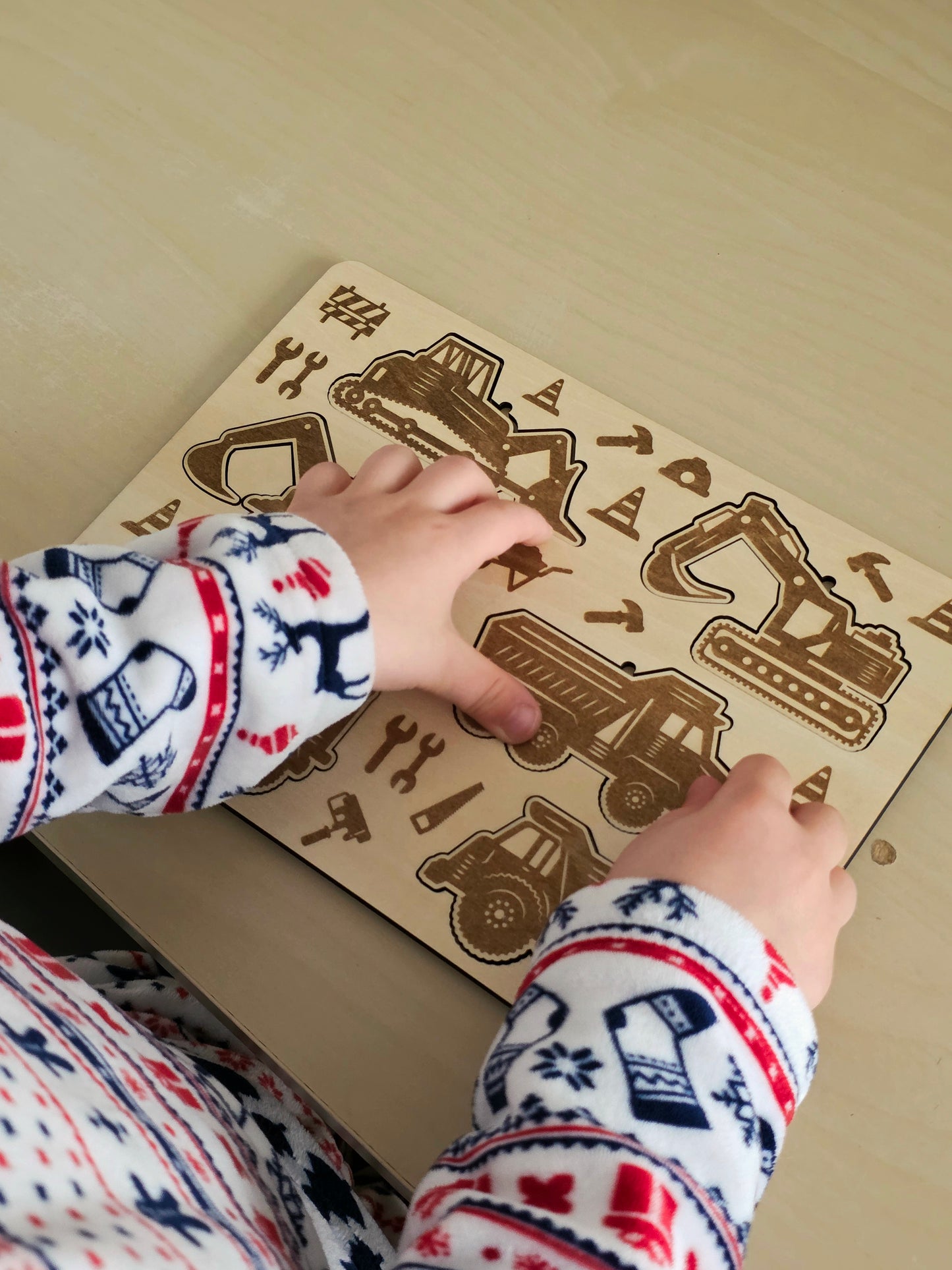 Puzzle en bois - Engins de chantier