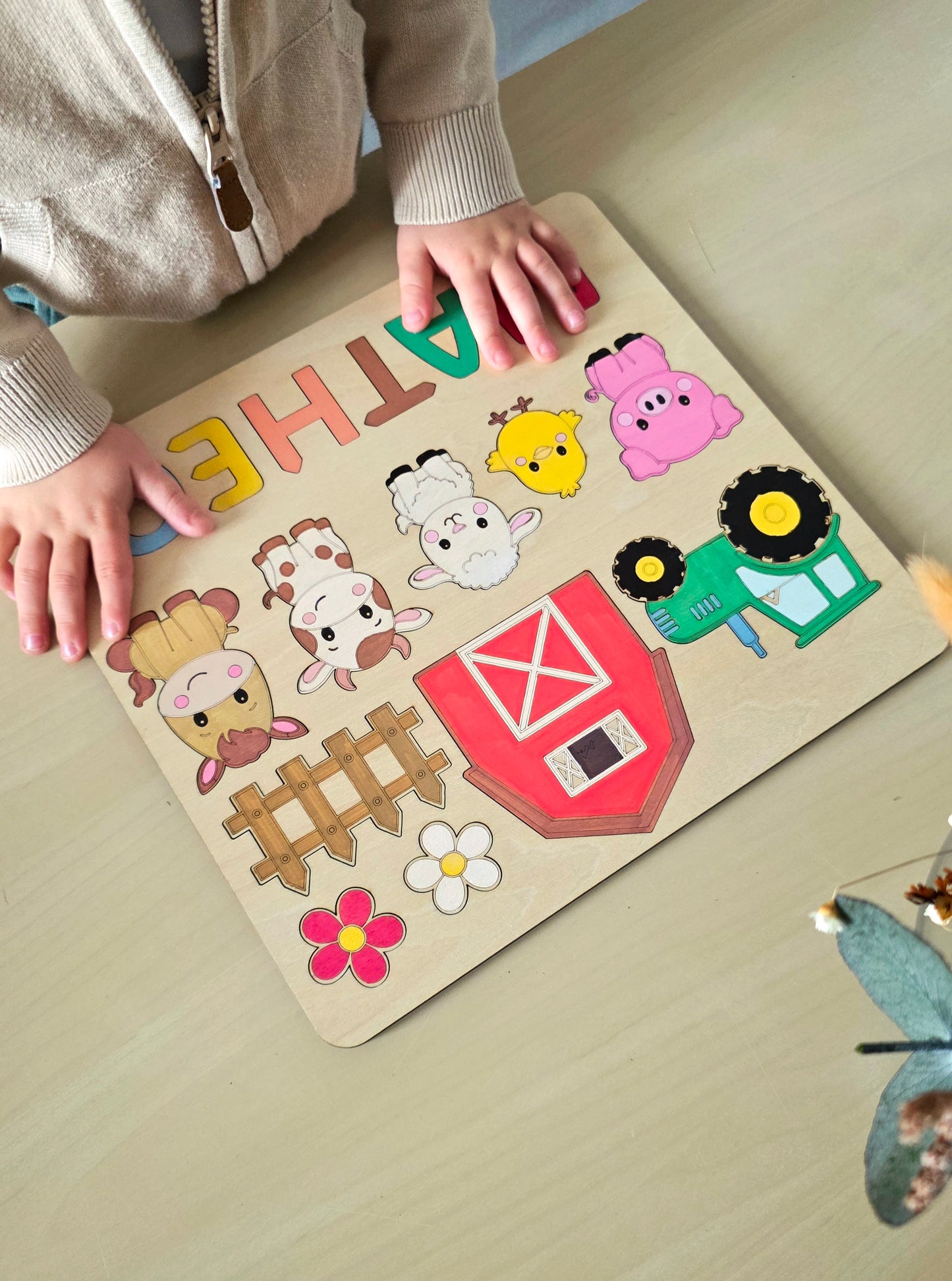 Puzzle prénom personnalisé – Thème Ferme